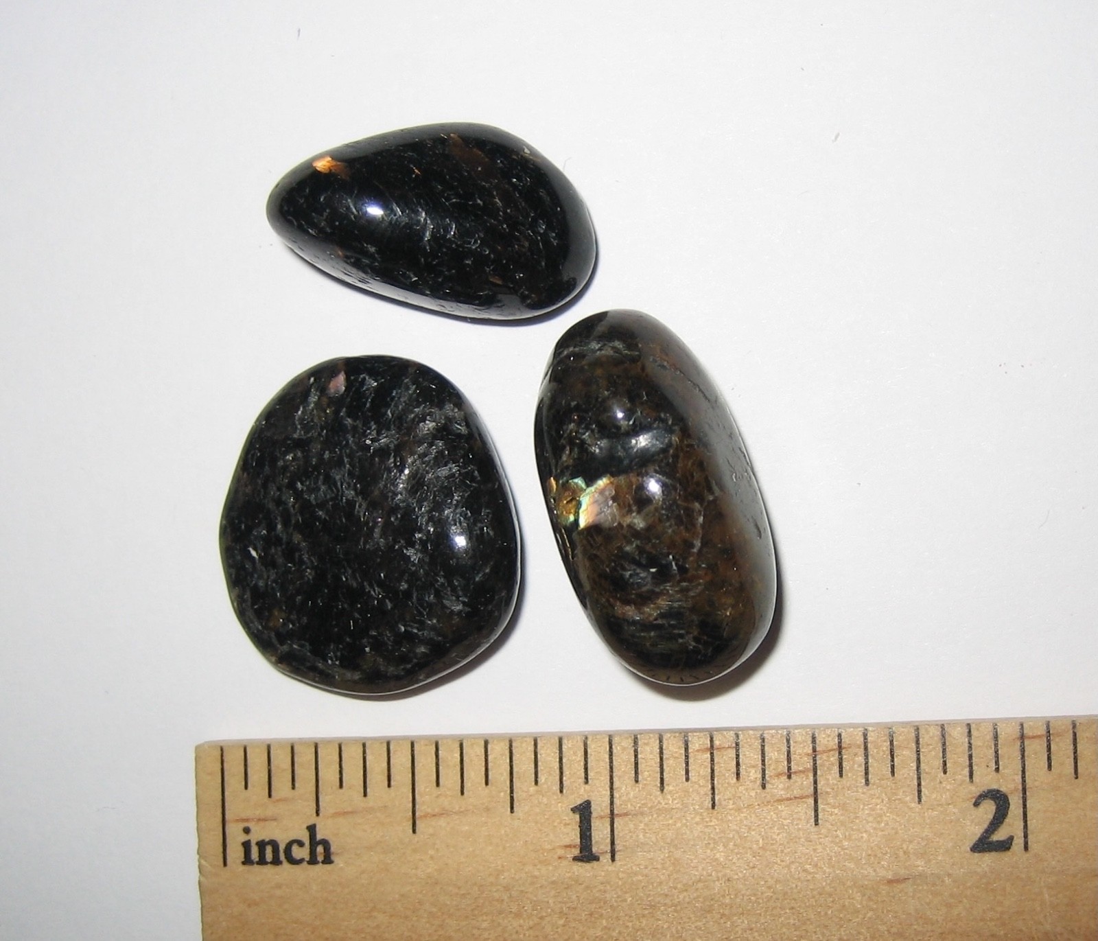 3 RARE TUMBLED POLISHED AUTHENTIC NUUMMITE STONES FROM GREENLAND ~ 14.8grams *2