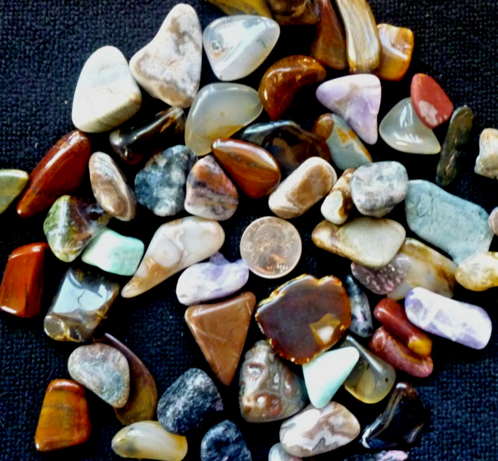 Mix Tumbled Polished Agates, Quartz, Jasper, Crystals – Bulk 1 lb Lot Average 1″