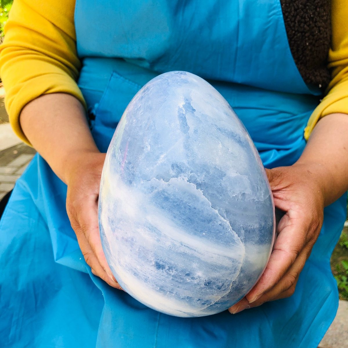 8.2LB Natural blue celestite POLISHED egg shape Quartz Crystal healing decor