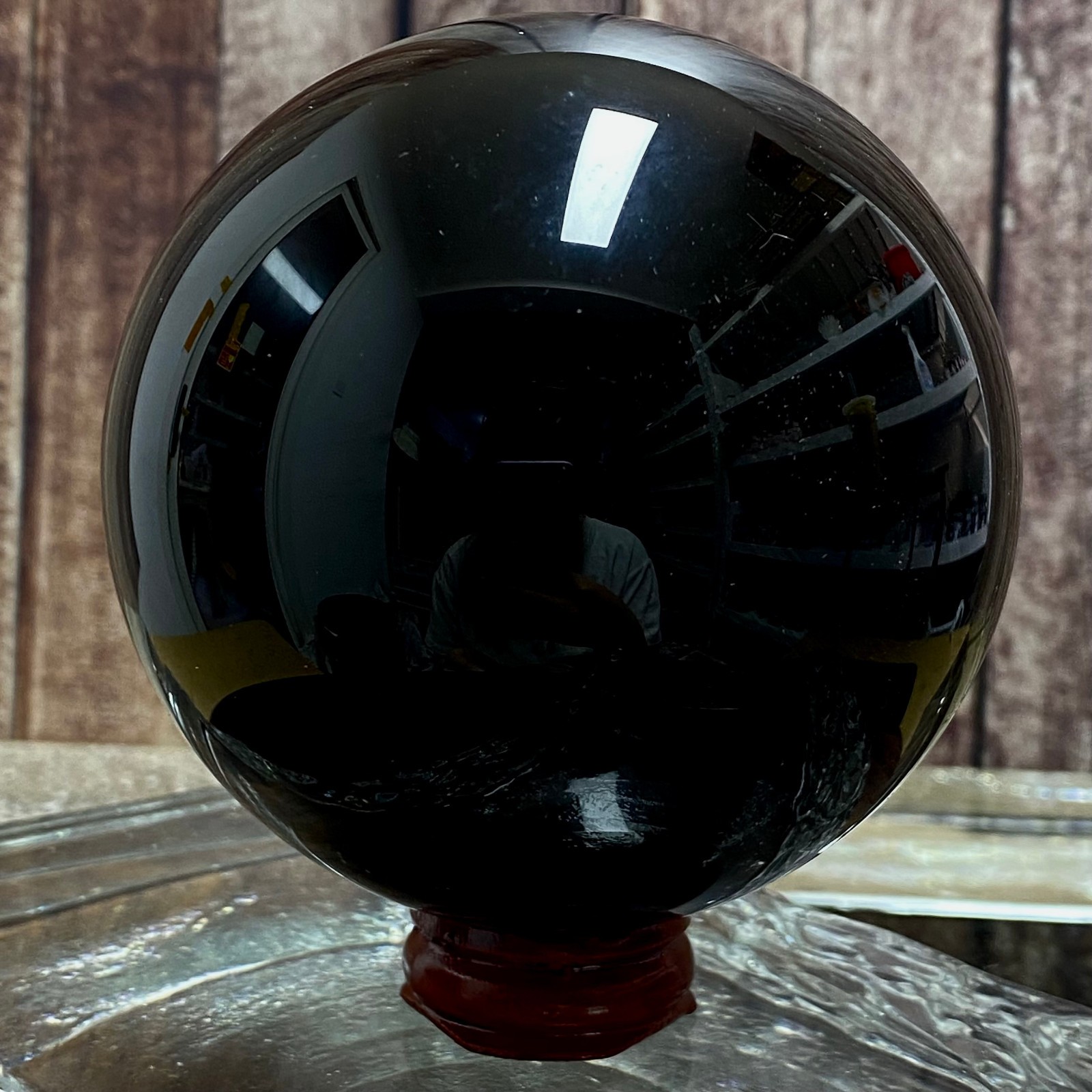 Natural Obsidian Crystal Ball – Polished Black Sphere for Home Decor 935 g