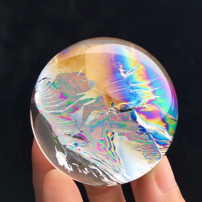 Top Natural Clear Quartz Sphere Rainbow Crystals Ball Healing 160g/5cm