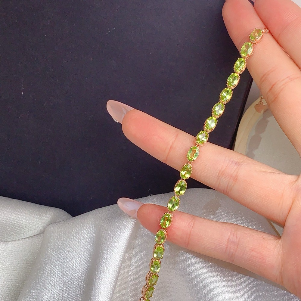 Natura elegant peridot bracelet Gemstone jewelry S925 Silver Plated 18K Gold