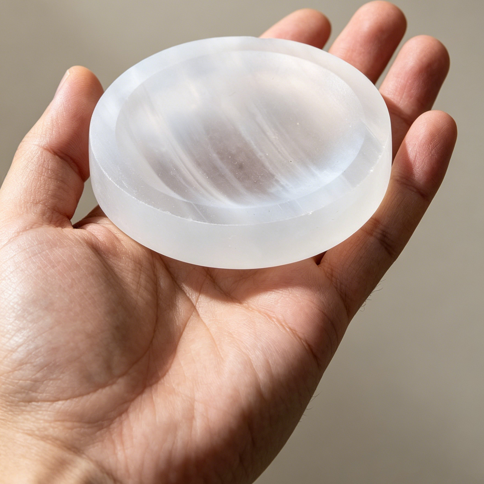 Natural Selenite Charging Plate 6cm Crystal Cleansing Bowl Energy Healing