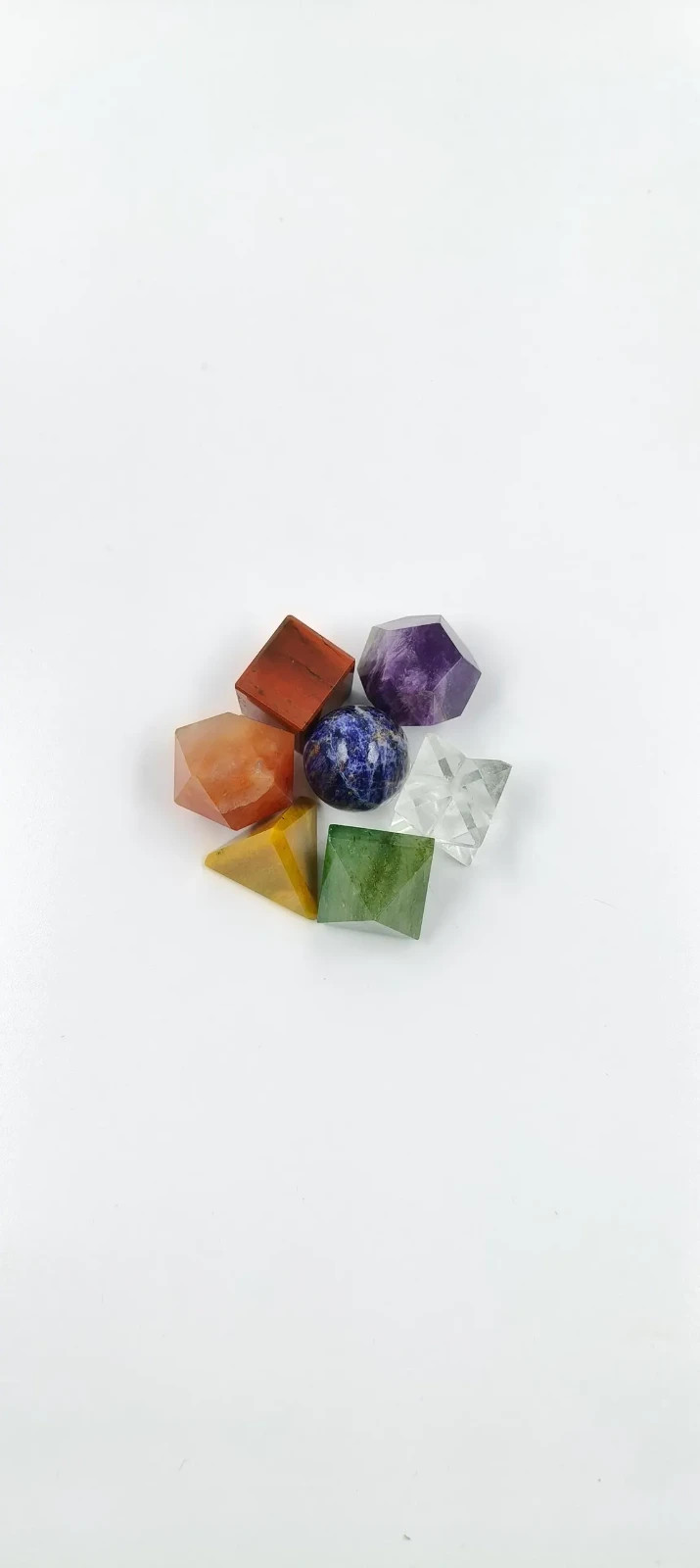 7 Chakra Platonic Solids Set Sacred Geometry Crystals Polished Reiki Kit
