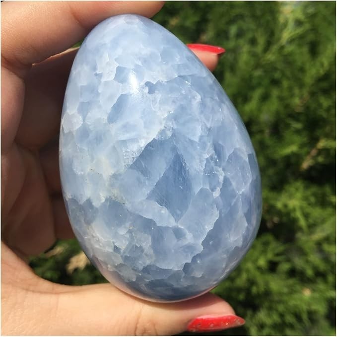 Natural Celestite Egg Palm Stone Angelic Healing Crystal Sphere Mineral Specimen