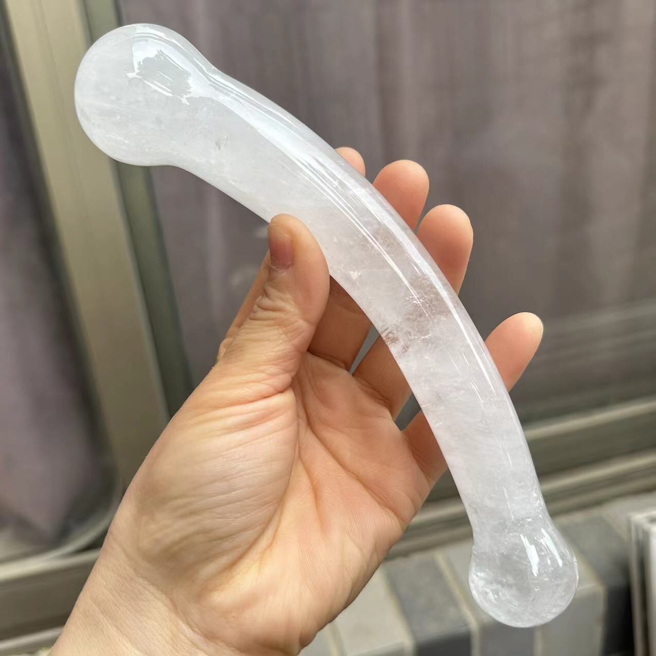 1PC Natural White Quartz Crystal Massage Penis Wand Gemstone Yoni Healing
