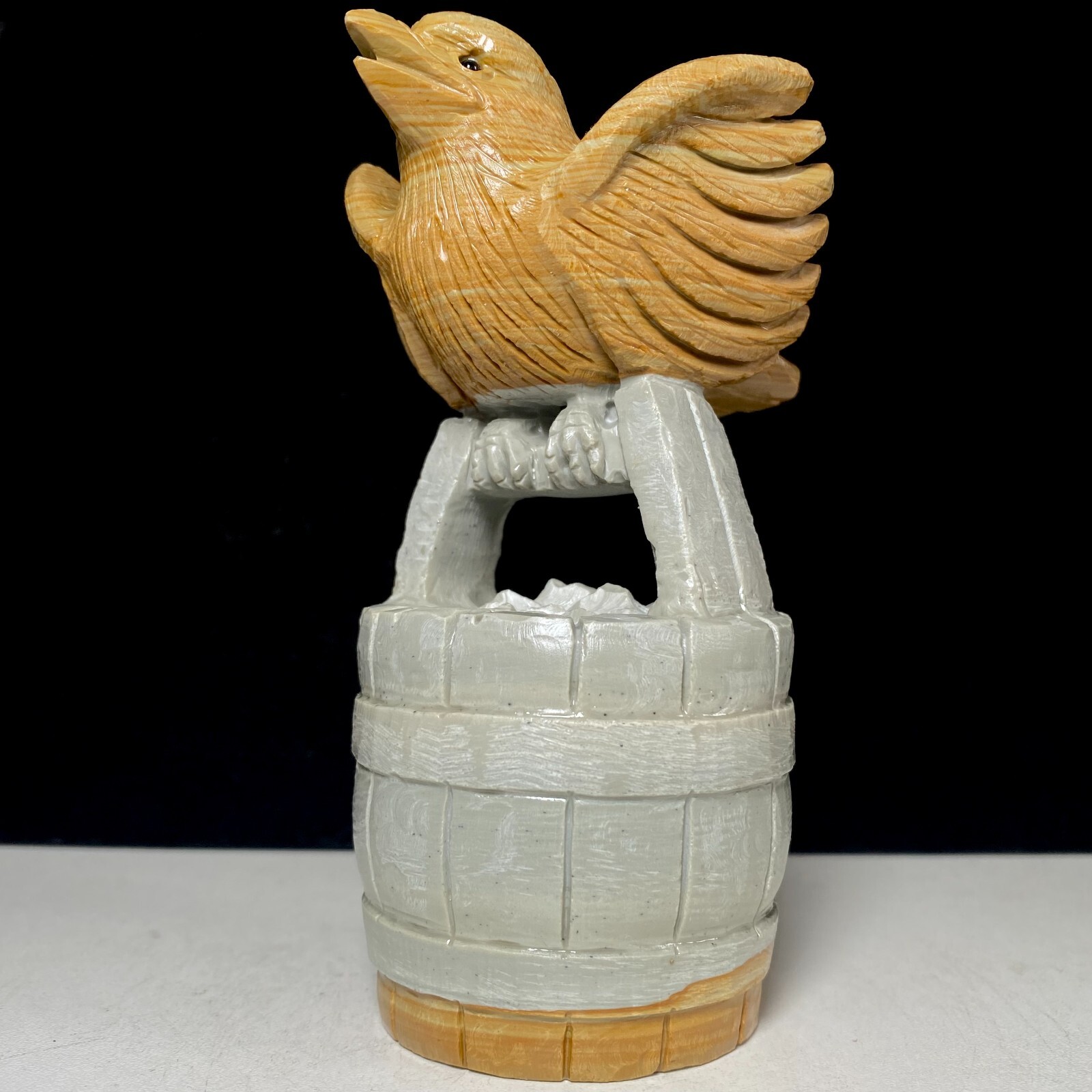 Natural Crystal Cluster Quartz Mineral Specimen Songhua Stone Handcarved Bird