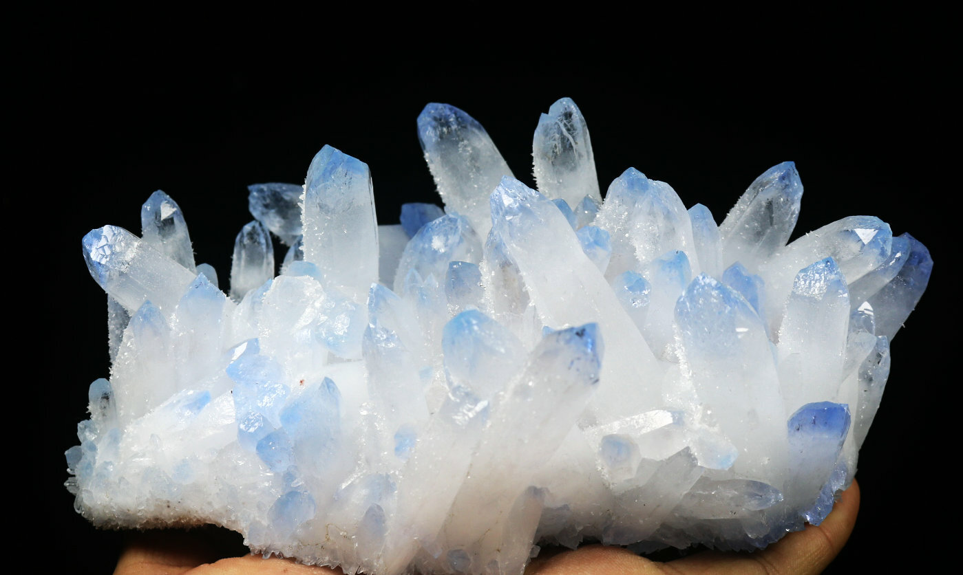 1.93lb Rare Beatiful Blue Tibetan Ghost phantom Quartz Crystal Cluster Specimen