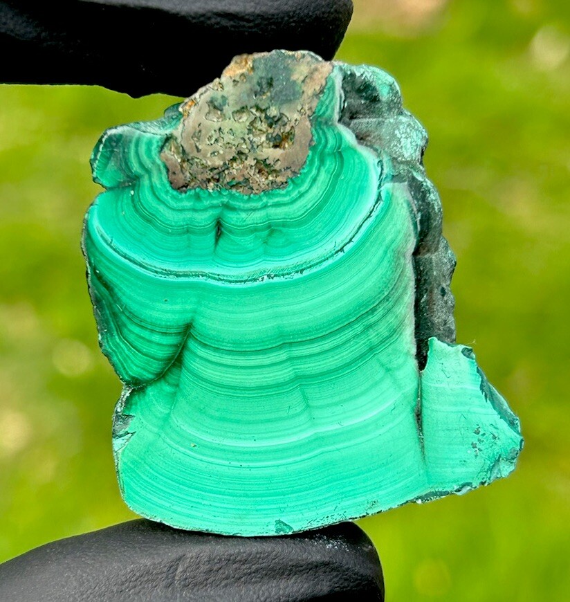 Hand Polished MALACHITE Swirly Healing Crystal Mineral Slice – Kolwezi, DR CONGO