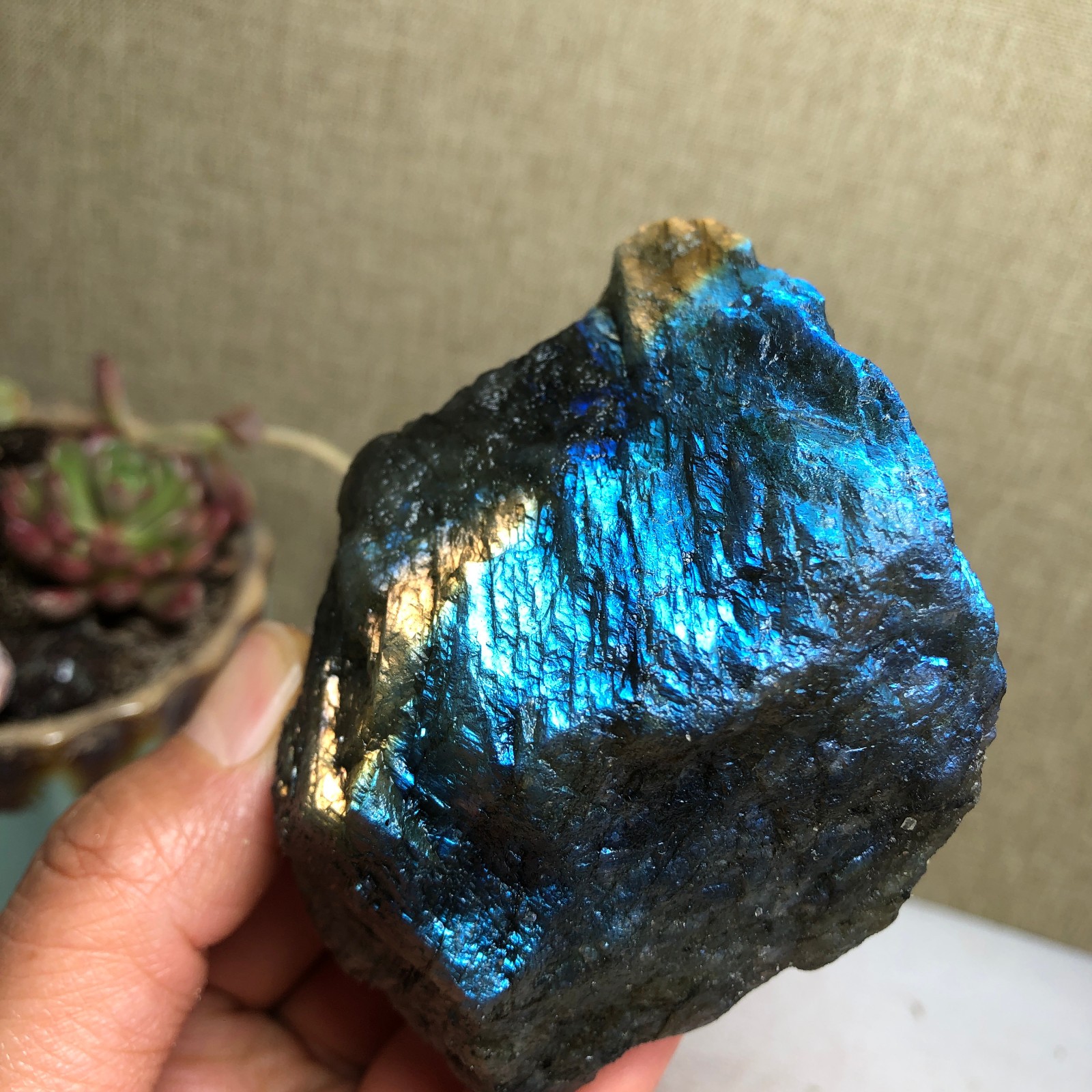 68mm Natural Labradorite Crystal gemstone rough original Specimen 239g A3459