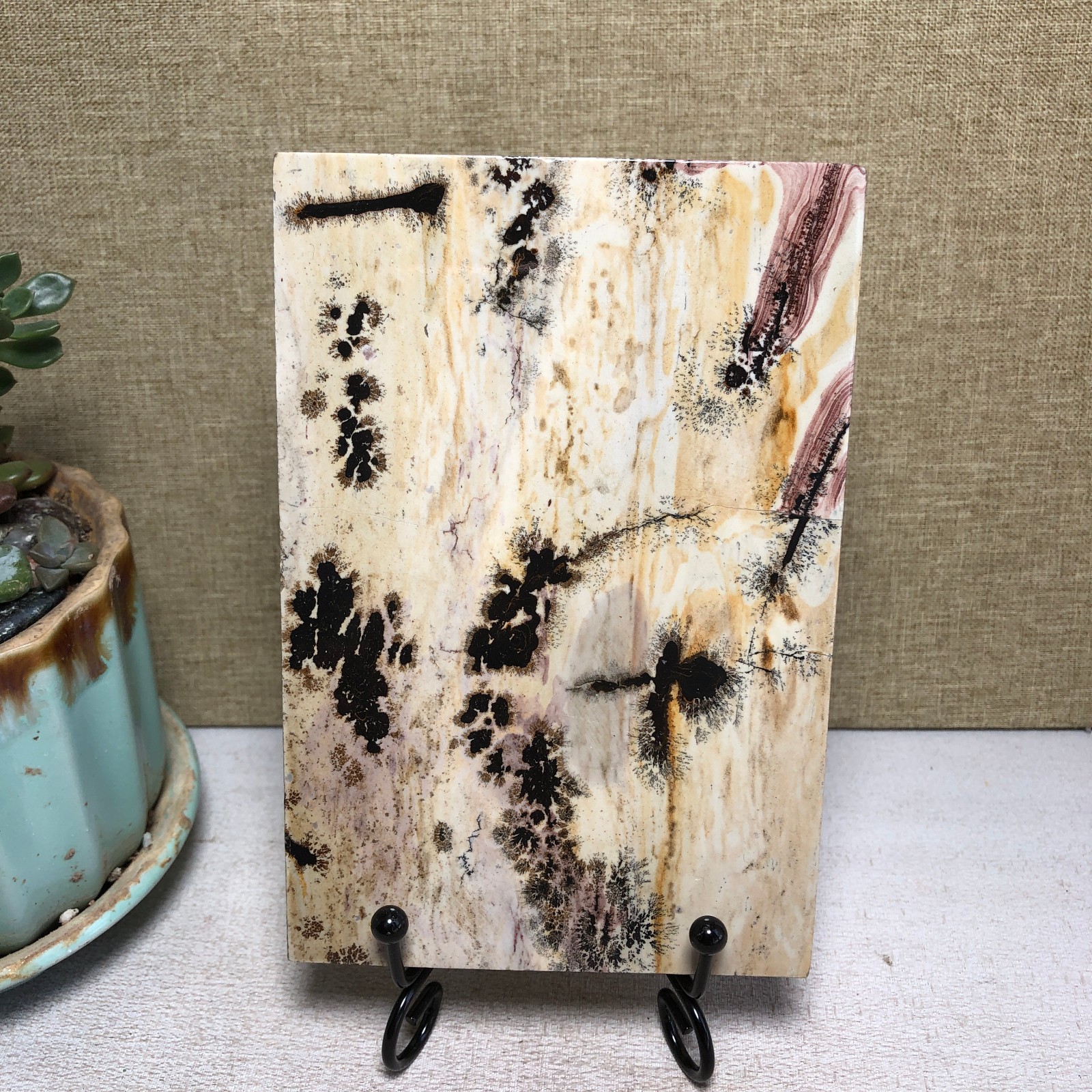 Natural Chinese painting stone crystal ornaments pictographic landscape A5063