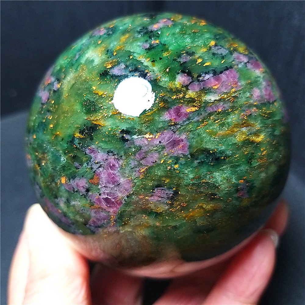 RARE 740.5G Natural Polished Grandmother Gold Ruby Agate Ball Healing C1126