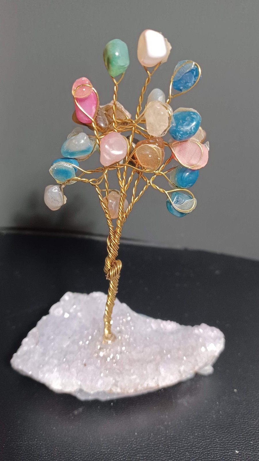 Amethyst & Wire Tree Life Natural Colorful Crystal Gemstone Home Office Decor