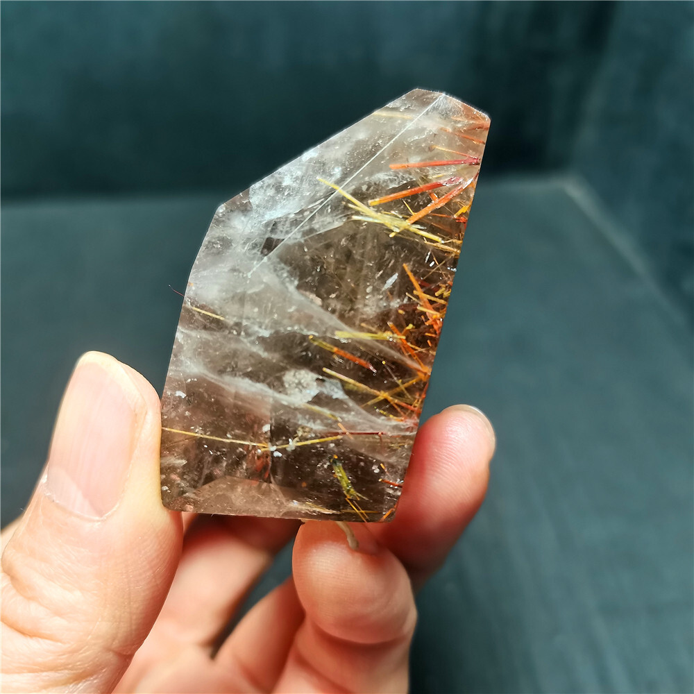 Rare Clear Golden Rutilated Inclusions Quartz Gold Needles Crystal specimen CY44