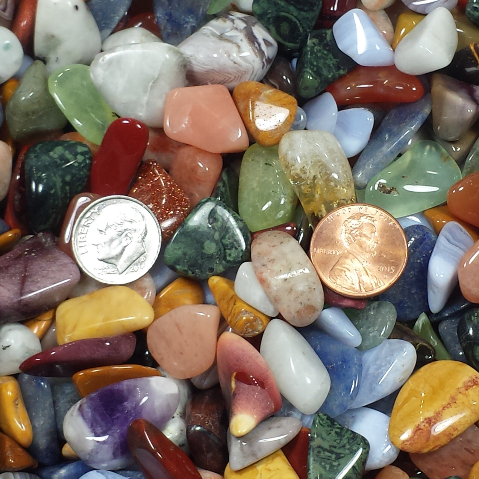 Mixed Agate, Quartz, & Jasper Tumbled Polished Crystal Stones, 8 to 16 oz Lots