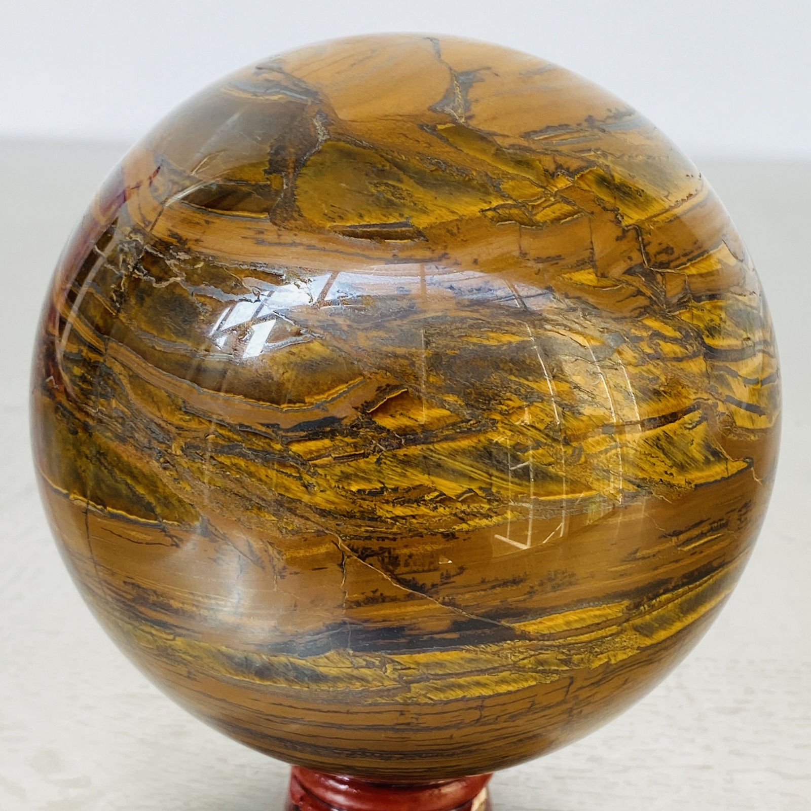 Natural Tiger Eye stone ball quartz crystal ball Reiki healing 2060G