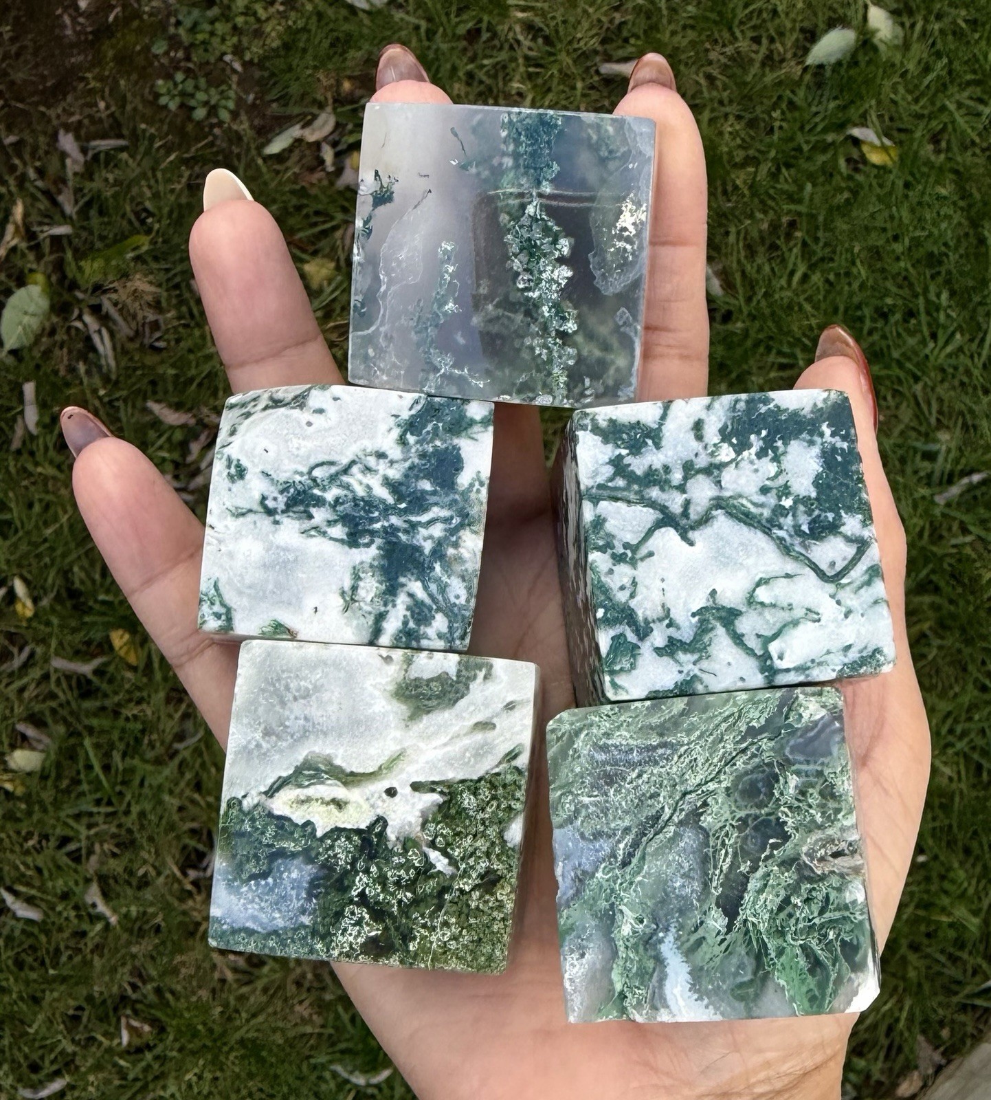 Wholesale Lot 2 Lbs Natural Moss Agate Cube Crystals Healing Energy