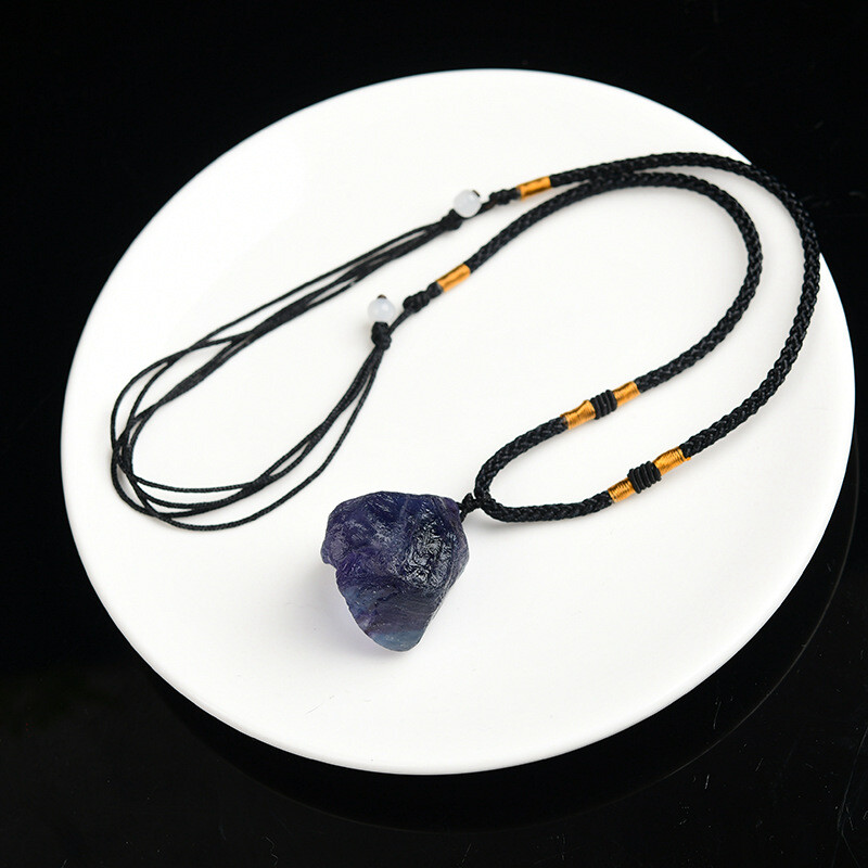 Natural Colorful Fluorite Stone Pendant Chakra Healing Quartz Necklace Reiki US