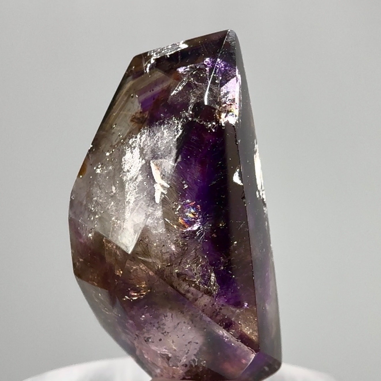 2 Moving Bubbles! RARE White Phantom Grape Jelly Elestial Smoky Amethyst Enhydro