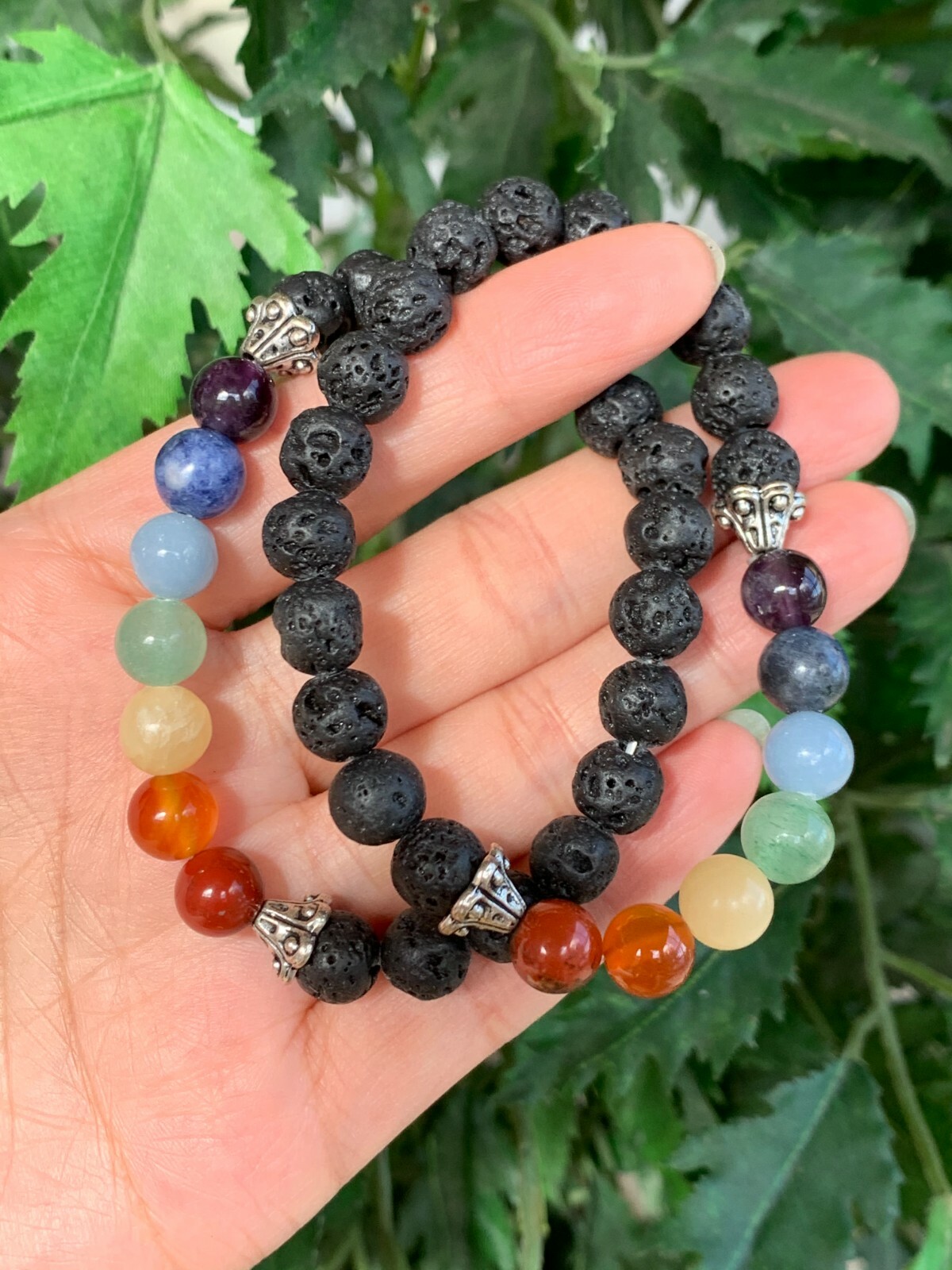 Lava Rock & 7 Chakra Stone Bracelet 8mm, Genuine Gemstone Bead, Wholesale Bulk