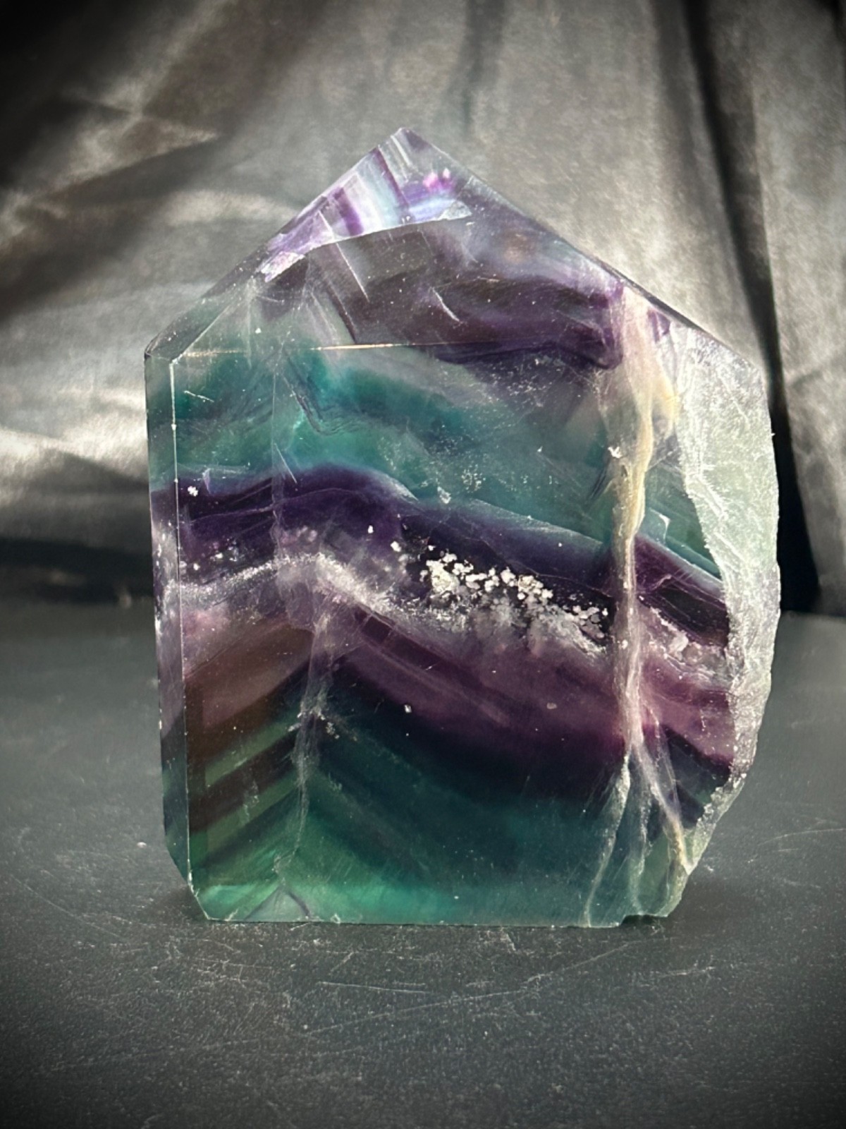 3.26″ Rainbow Fluorite 4 Polished Side/1 Raw Side Tower 8.3oz (241 grams)