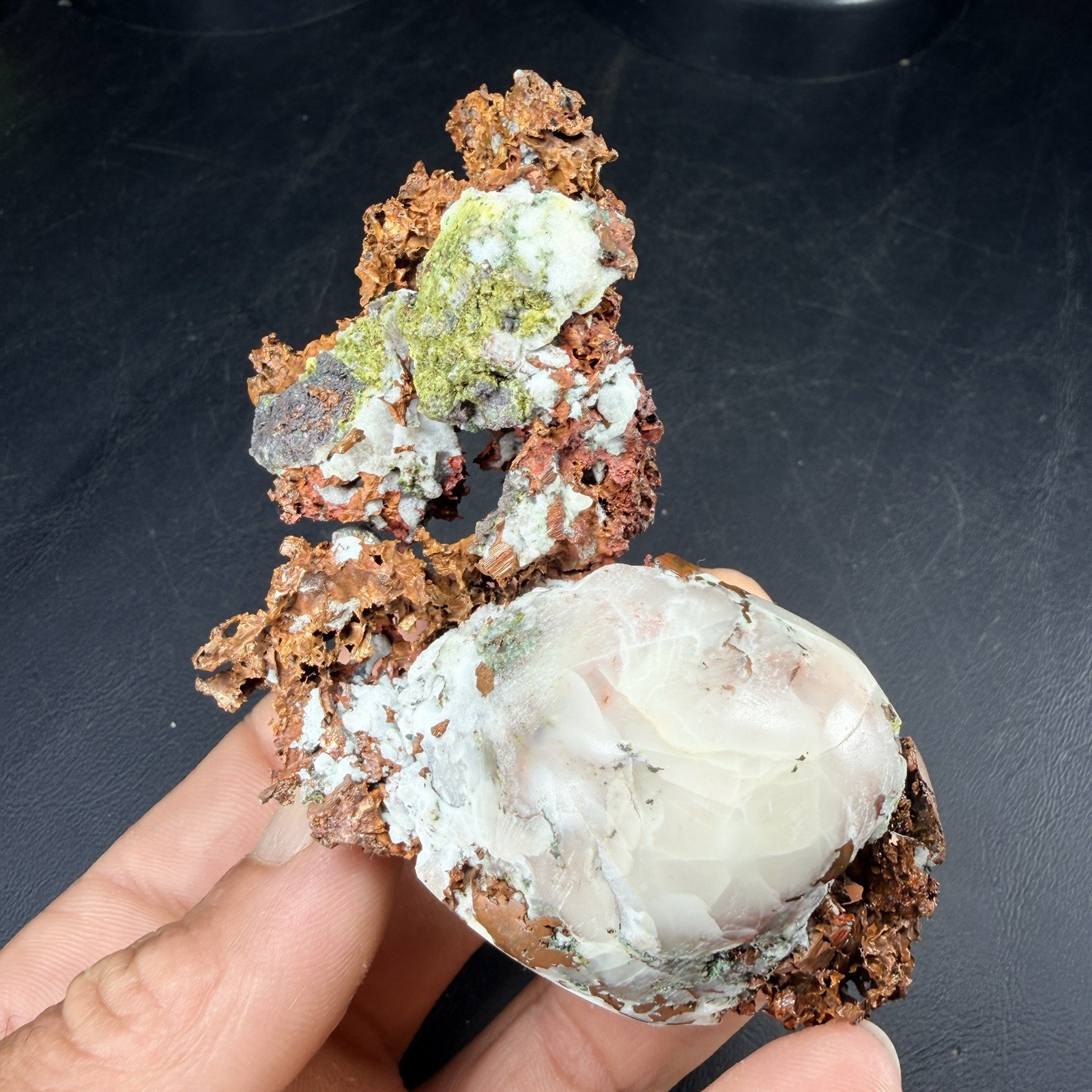 Datolite on Copper with Epidote from Caledonia Mine, Michigan *VIDEO*