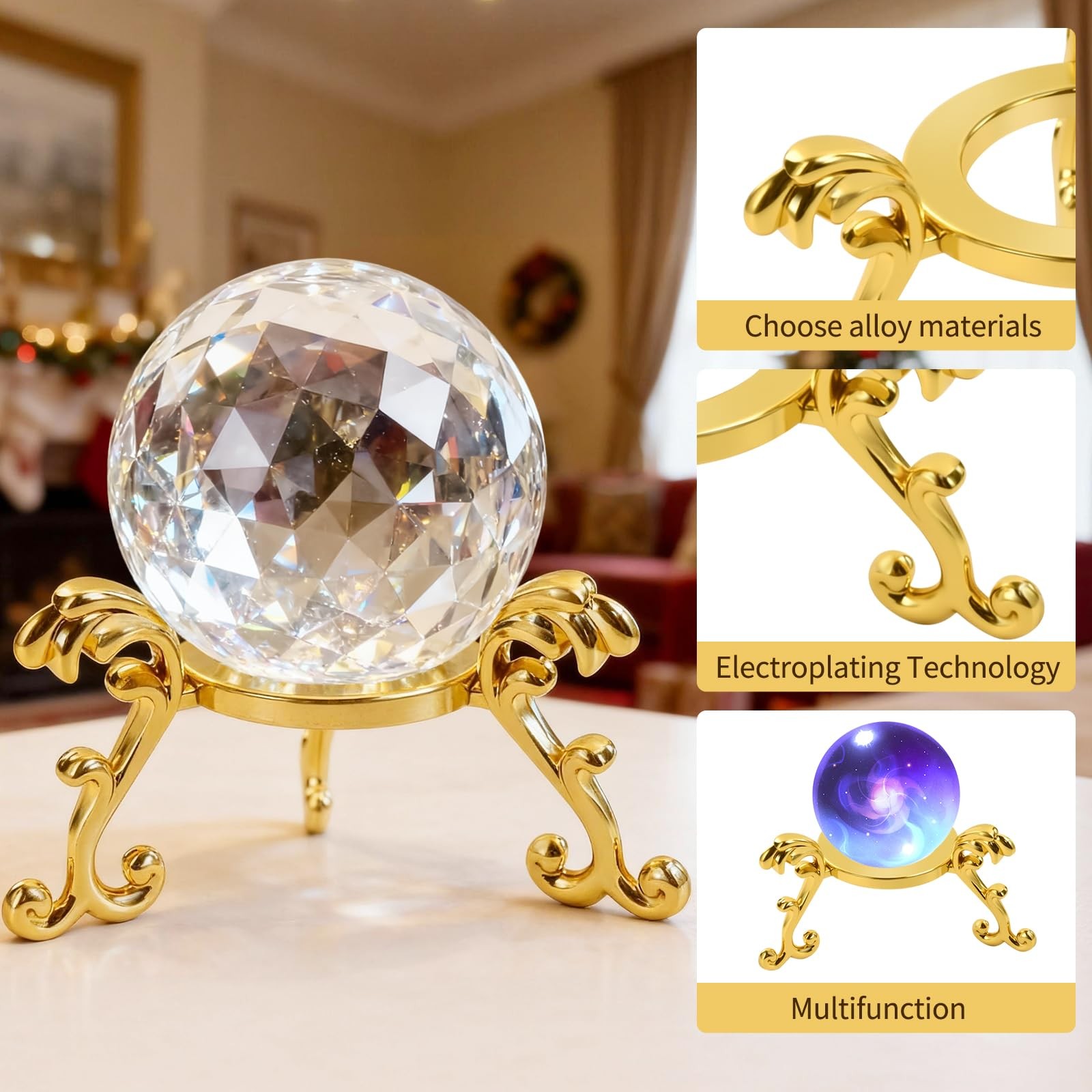 ​ 10Pcs Gold Crystal Stands, Gold Sphere Display Holder for 40mm-80mm Crystal…