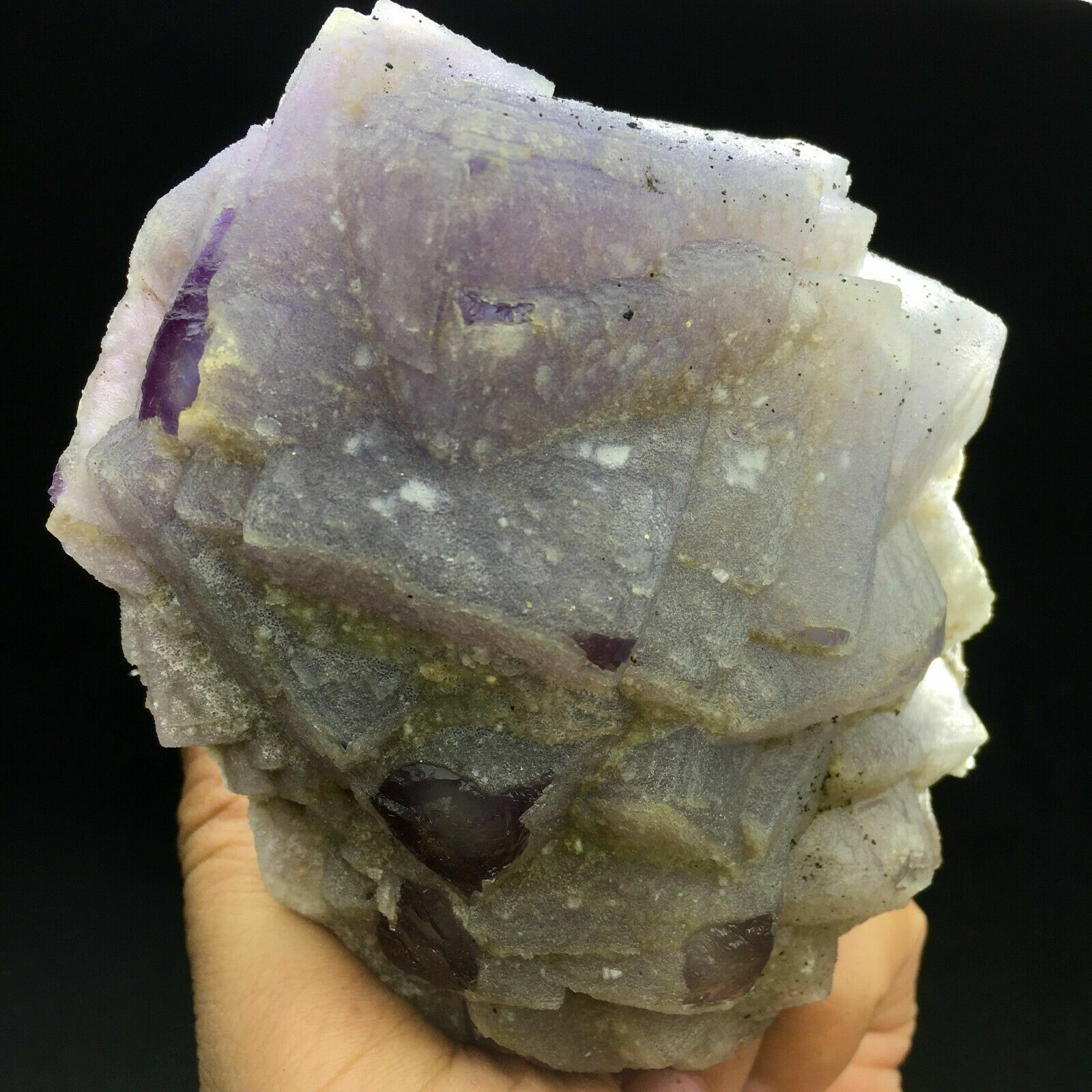 450g Transparent Light Purple Cubic Fluorite Crystal Cluster Mineral Specimen