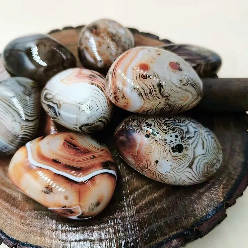 Big Silk Agate Raw Stone Handle Piece No Engraved Pebbles Raw Stone Grab Piece