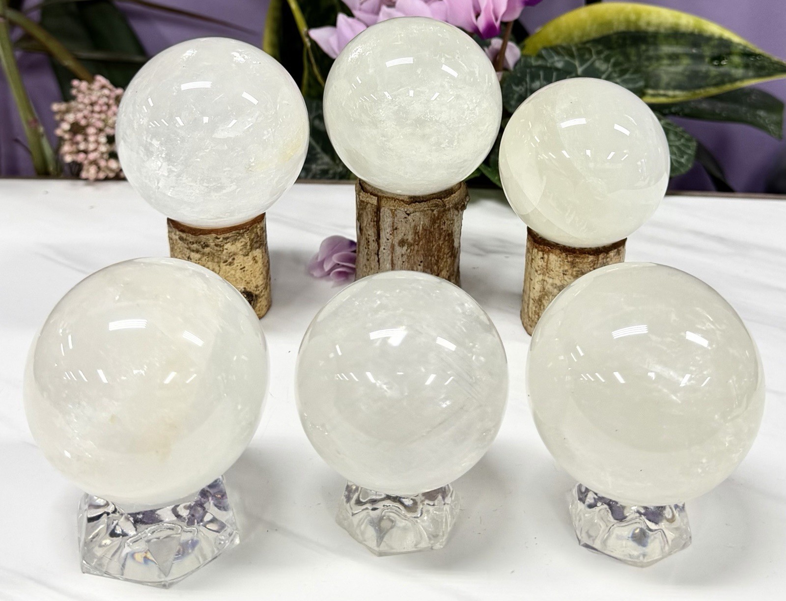 Wholesale Lot 6-7 PCs Natural Calcite Sphere Crystal Ball Healing Energy 3.9-4lb