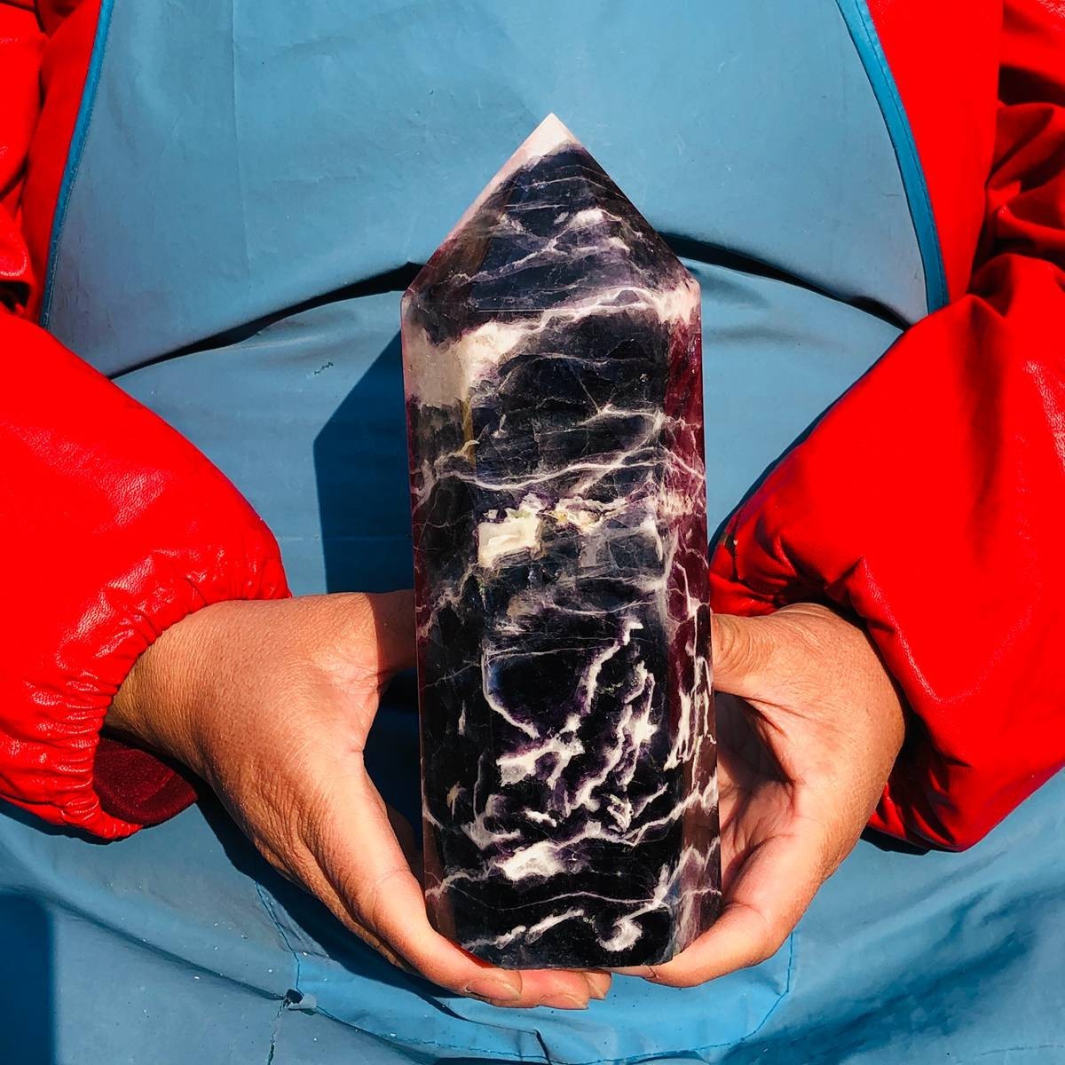 4.15LB Natural Colourful Fluorite Obelisk Quartz Crystal Tower Healing