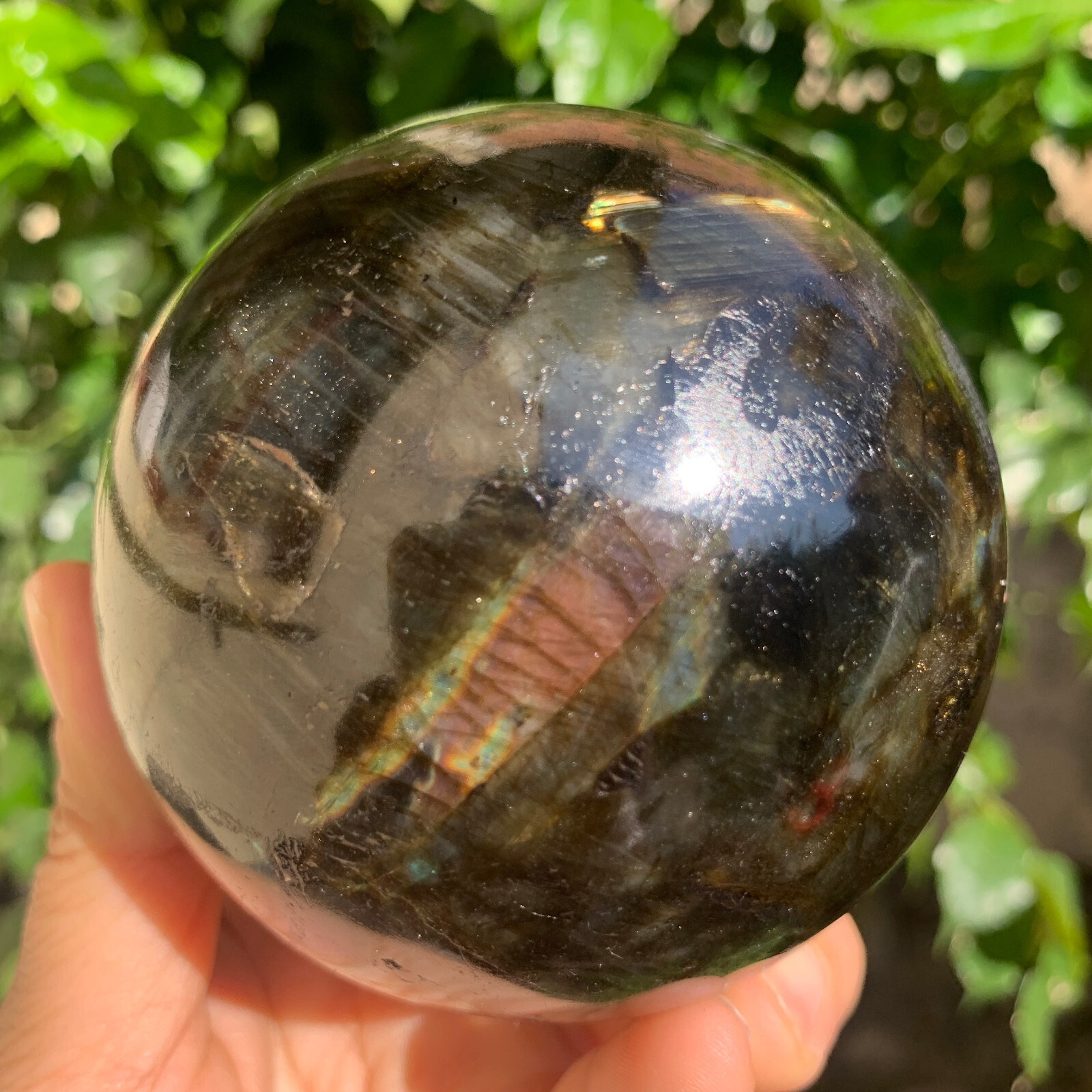 1.92LB Natural gorgeous Labrador ball quartz crystal stone specimen healing