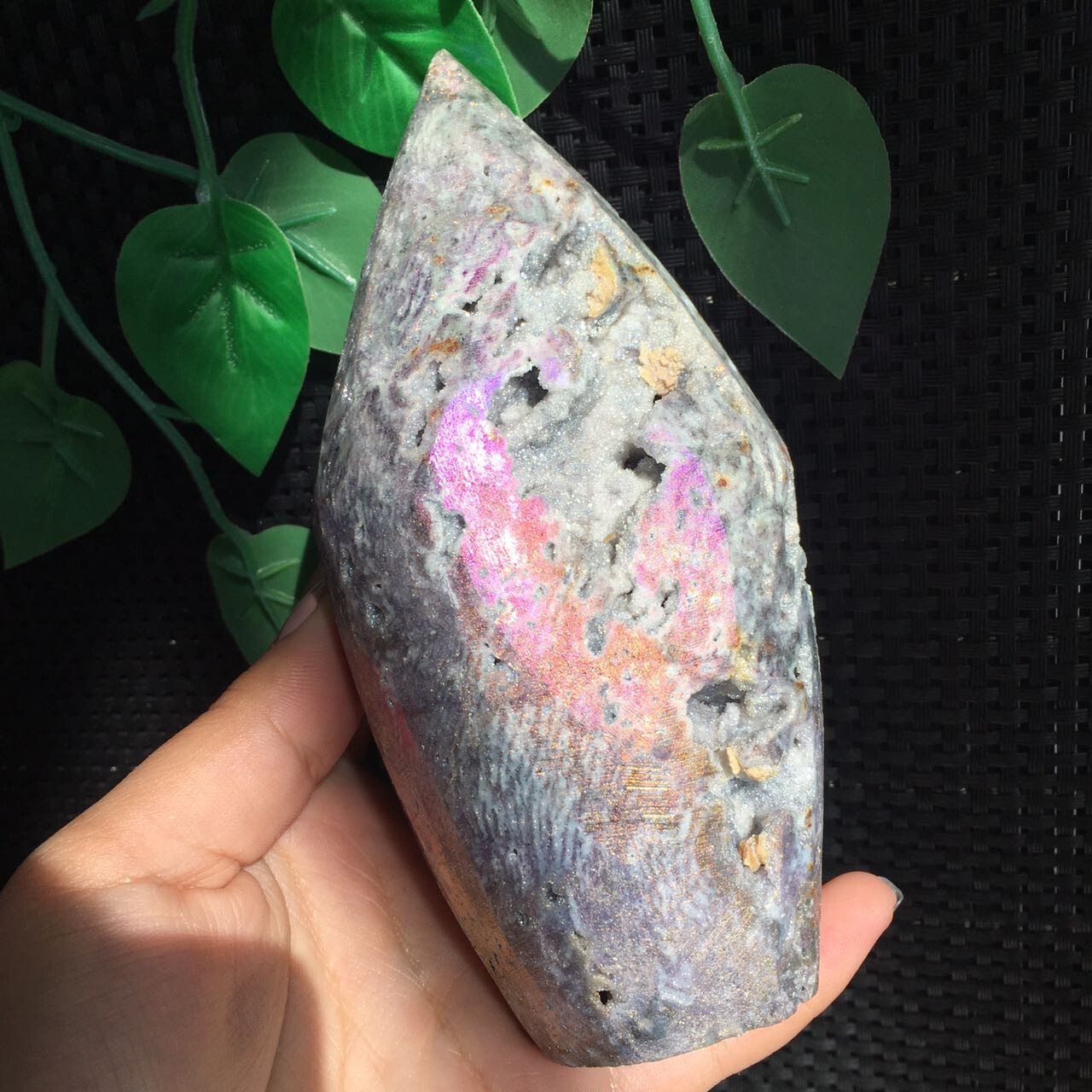 616g Titanium Angel Aura Sphalerite Geode Freeform Point Quartz Crystal Healing