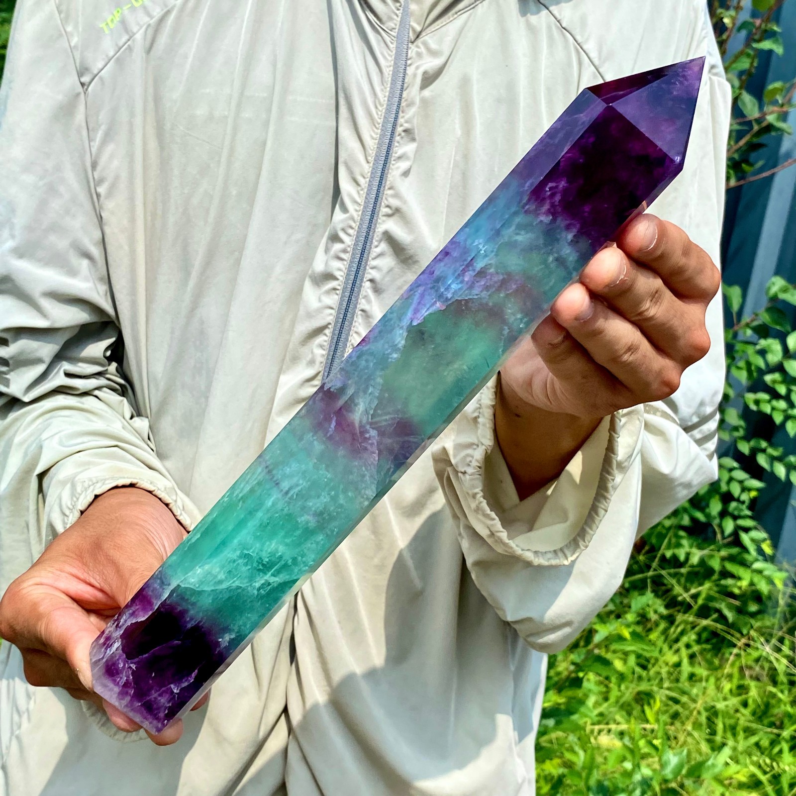 2.86LB Natural Fluorite Crystal Column Magic Wand Obelisk Point Earth Healing