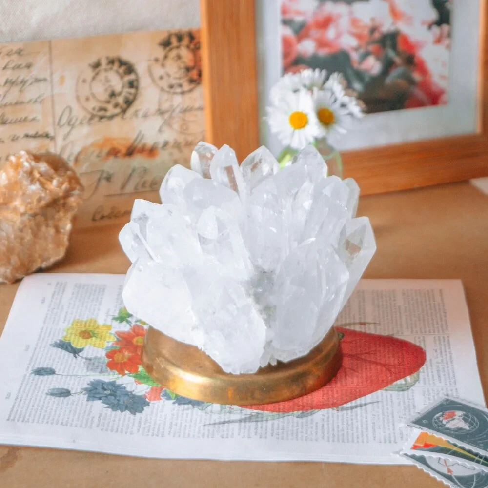 500g+ Natural Large Clear Quartz Phantom Cluster Titanium Geode Quartz Crystal
