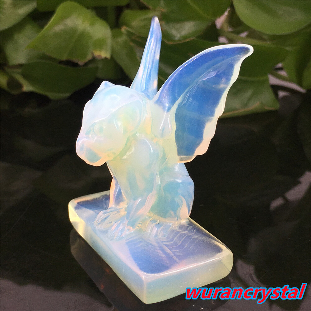 1pc Opalite Quartz Gargoyles Angel Skull point Crystal Carved Skull Healing Gem