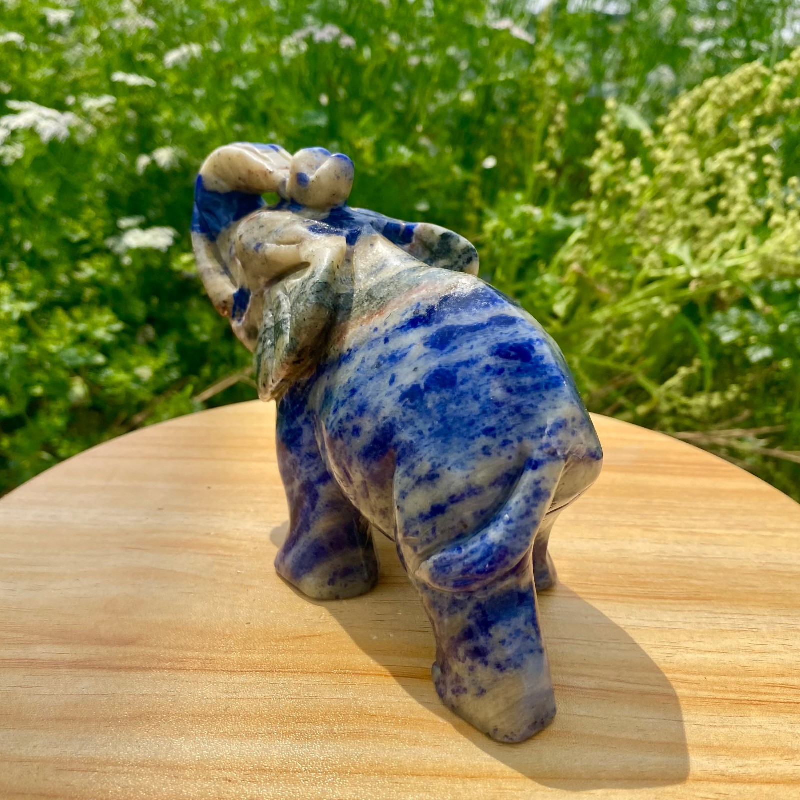 1.9LB Natural lapis lazuli quartz carving elephant spiritual healing