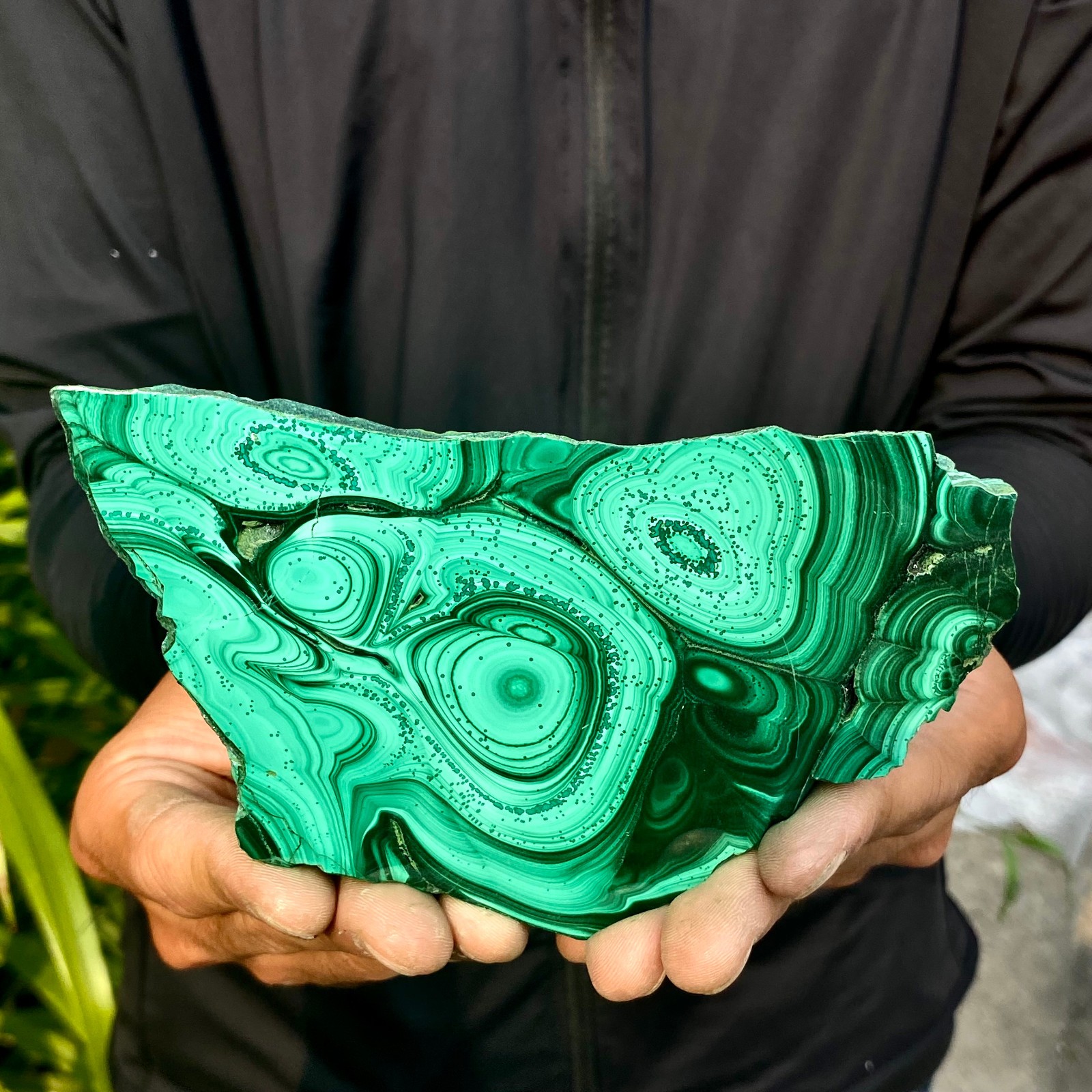 1.1LB Natural malachite slice quartz crystal luster mineral specimen