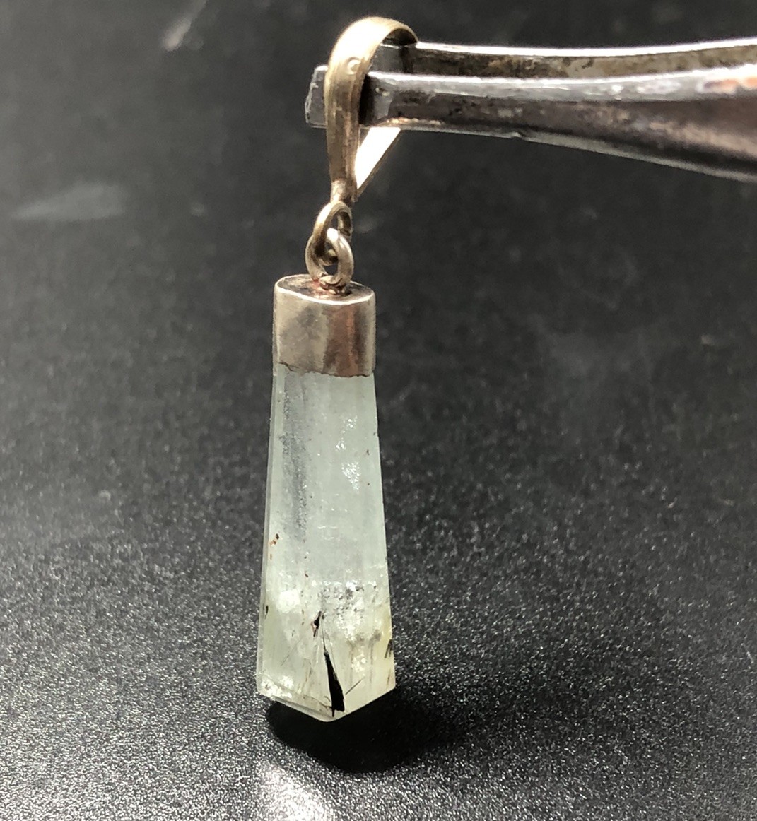 Polished aquamarine Pendant With 925 Silver hook from Pakistan Weight 9 Carat