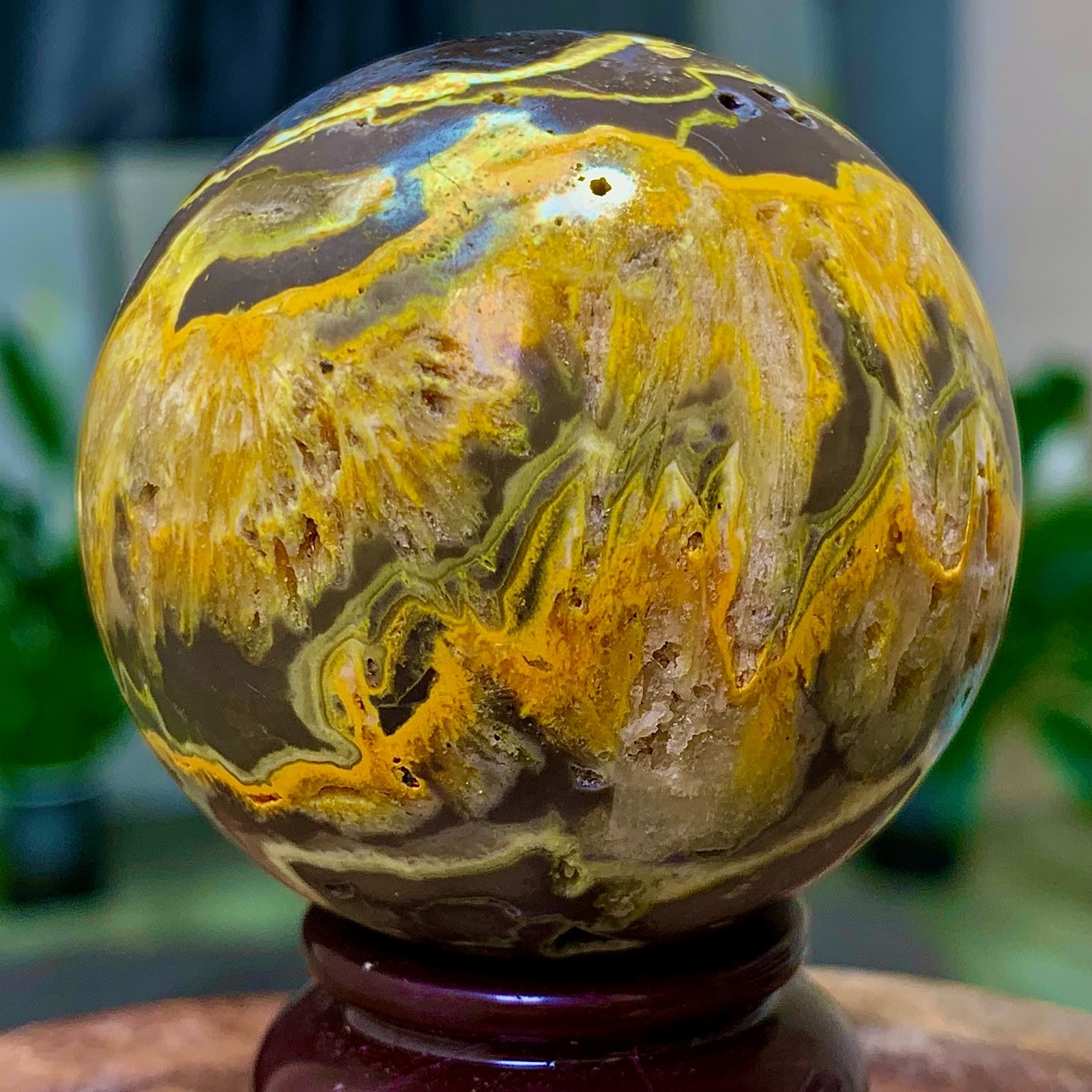 185G Natural striped agate stone sphere Crystal Mineral ball Specimen