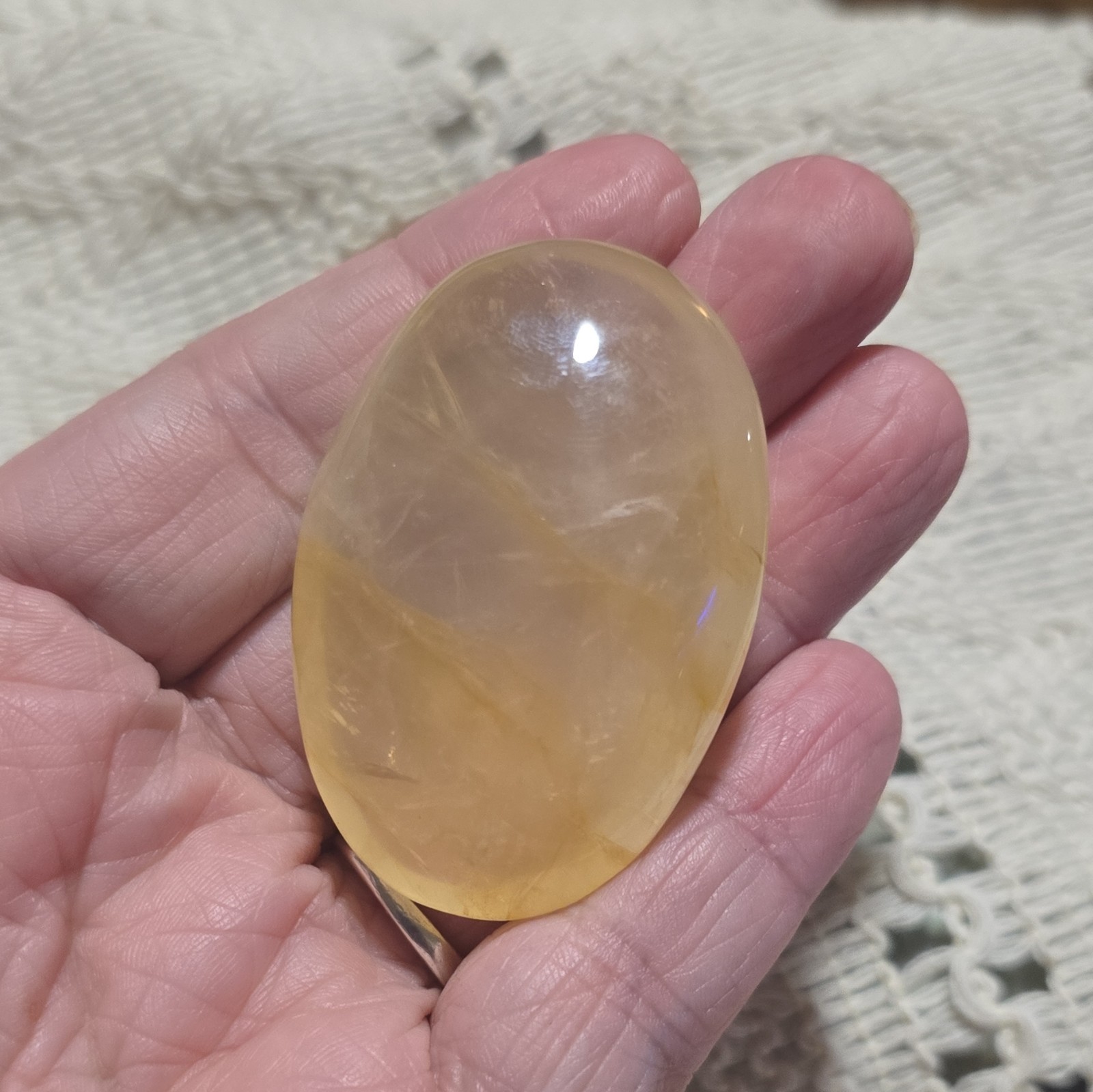Polished Golden Healer Palmstones Lot of 3 Oval Palm Stones Polished Crystals