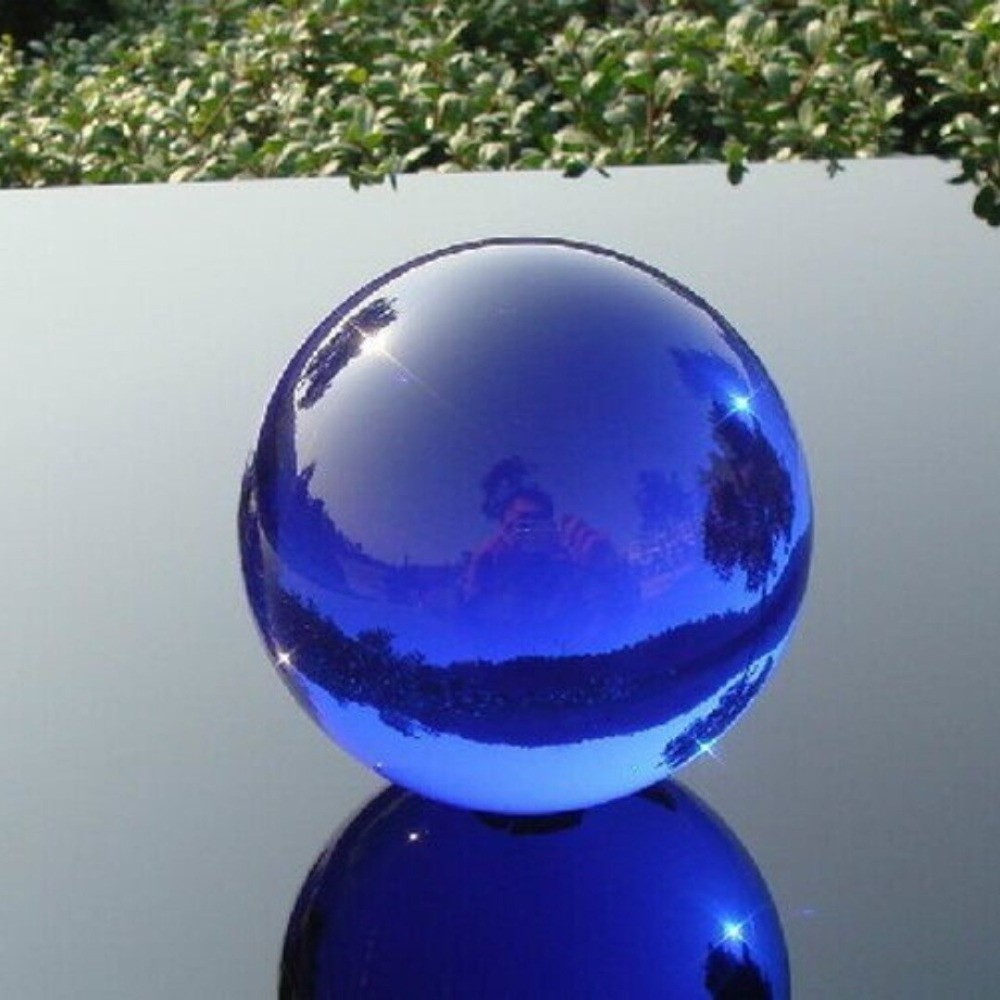 40mm + Stand Asian Rare Natural Quartz Blue Magic Crystal Healing Ball Sphere