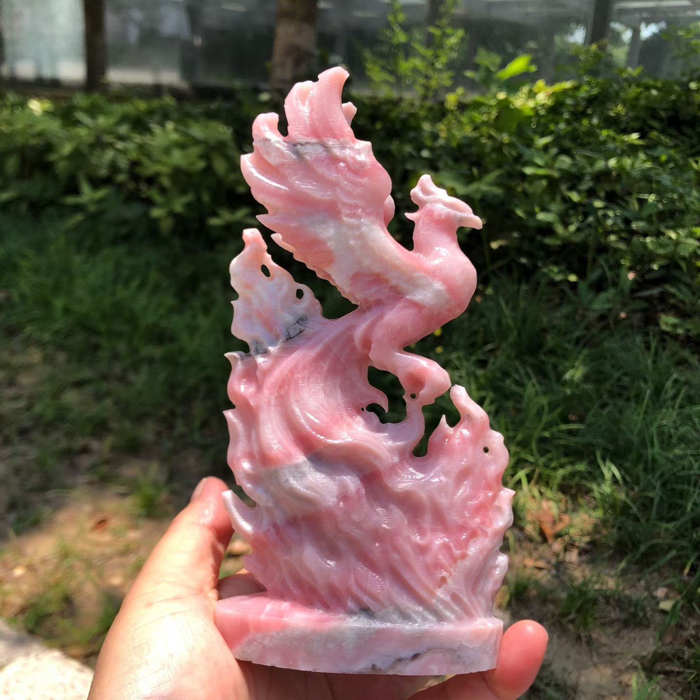 1pc Natural Pink Opal Quartz Carved Crystal Phoenix Skull Reiki Healing Decor