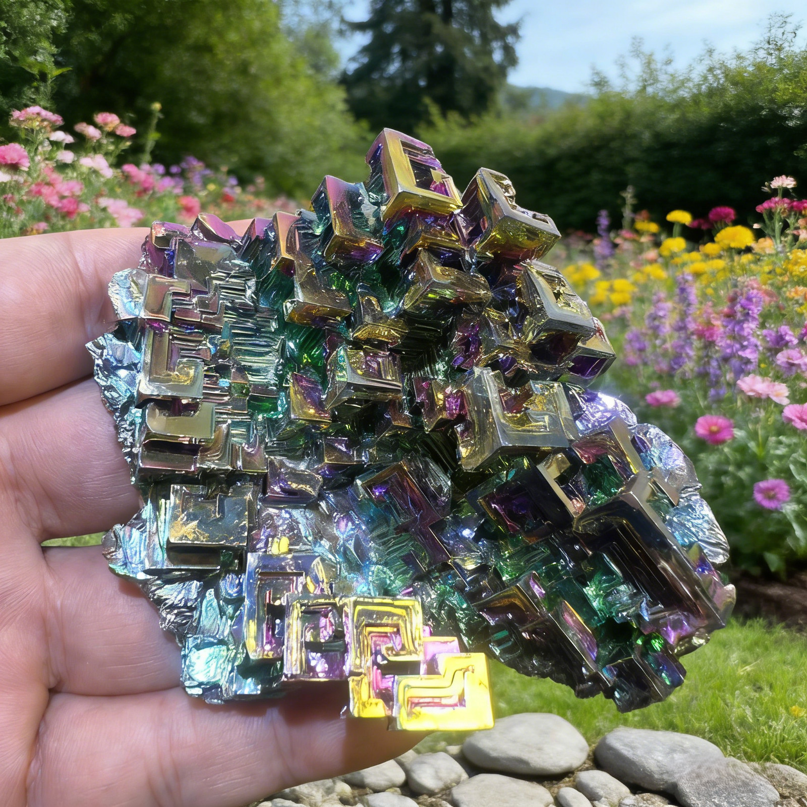 Natural Stone Bismuth Rainbow Aura Charm Specimen Crystal Cluster Reiki specimen