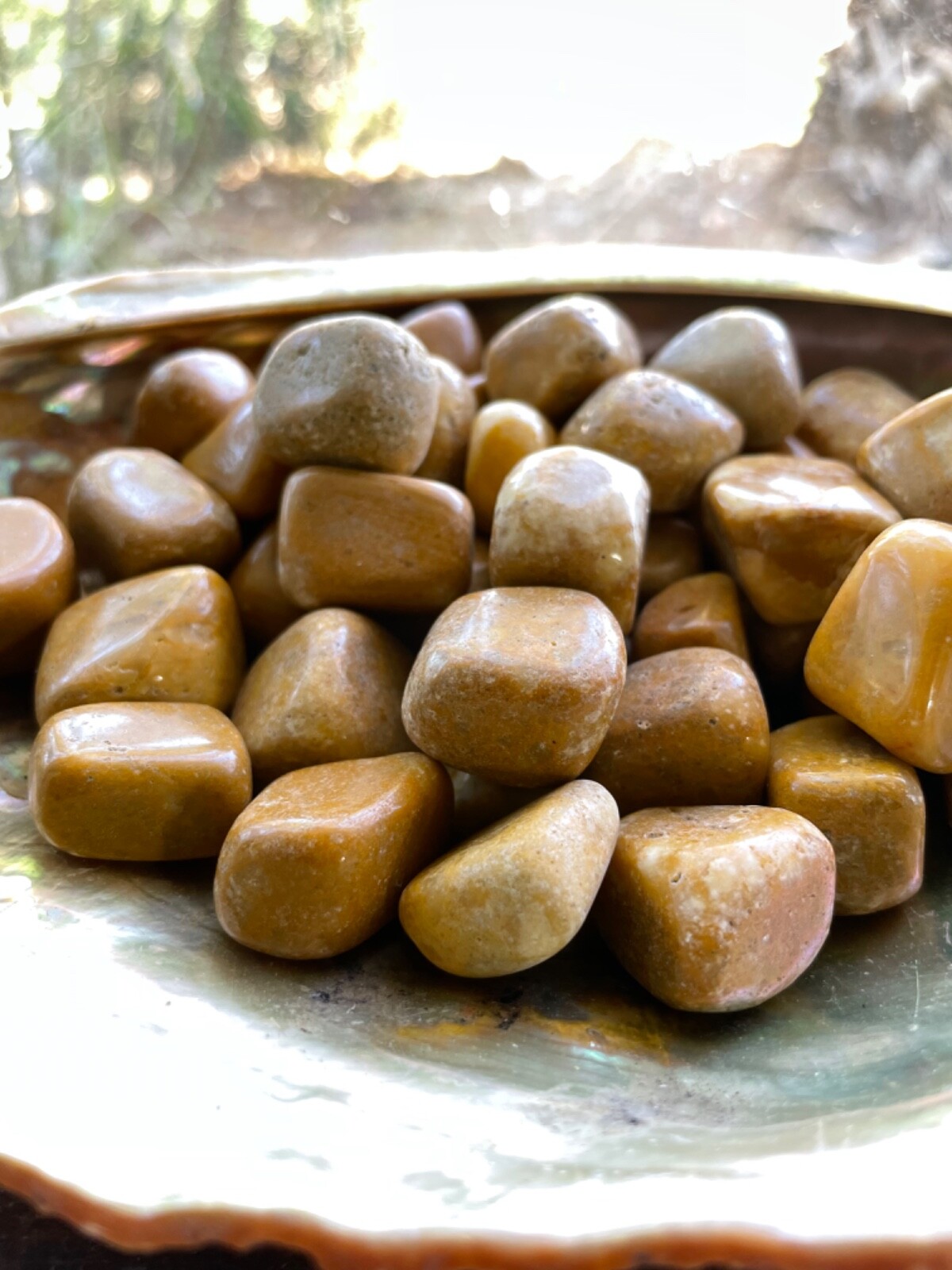 6x Yellow Jade Tumbled Stones 20-25mm Good Luck Healing Crystals Wealth Health