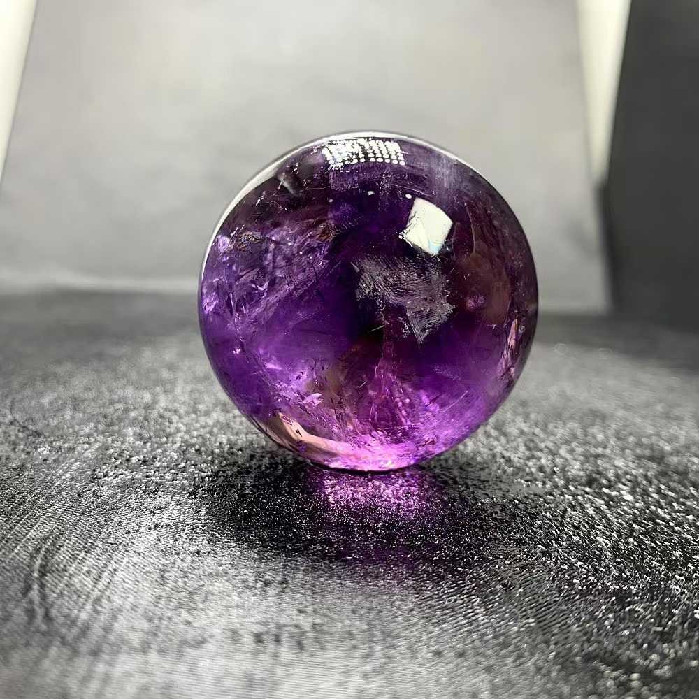 45mm Natural Amethyst Quartz Sphere Crystal Energy Ball Reiki Decor