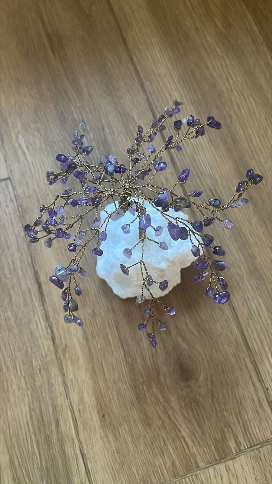 5″ large amethyst gem tree Brit Fossils gift ornament NEW boxed white quartz B