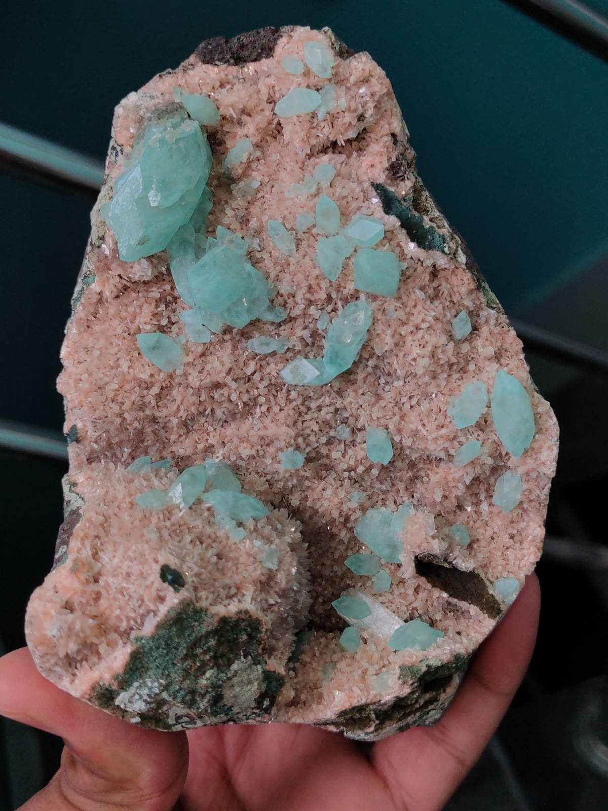 Bluesh Light Green Apophyllite on Heulandite with Micro Calcite.