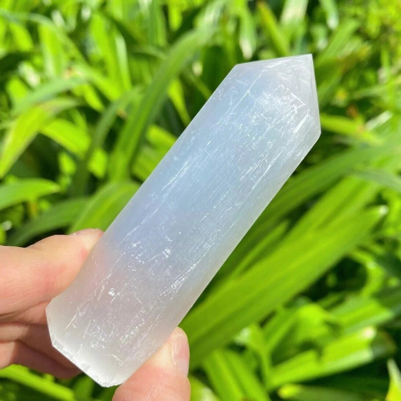 Natural White Selenite Crystal Tower Obelisk Reiki Healing Meditation Decor Gift