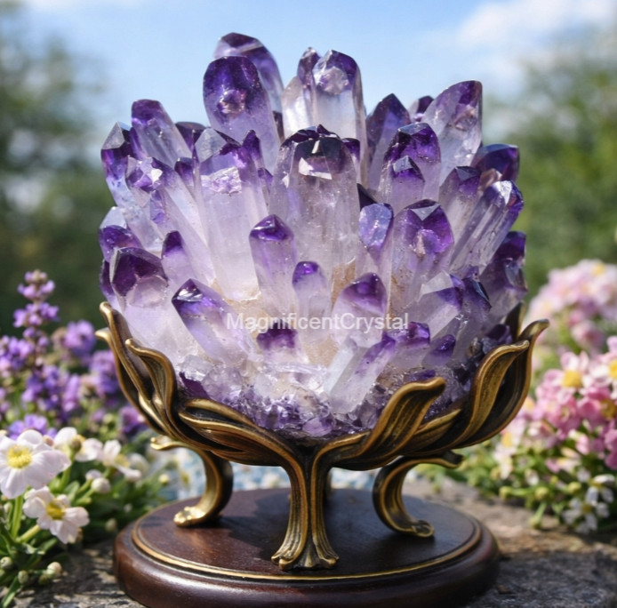 550G Rare Amethyst Geode Cluster Healing Light Purple Quartz Crystal Reiki Stone